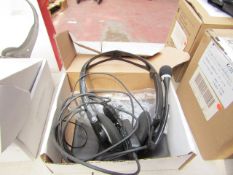 Plantronics office headset, untested and boxed.