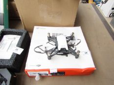 DJI Scratch Tello mini quad drone, untested and is missing parts such as the propellors. Boxed.