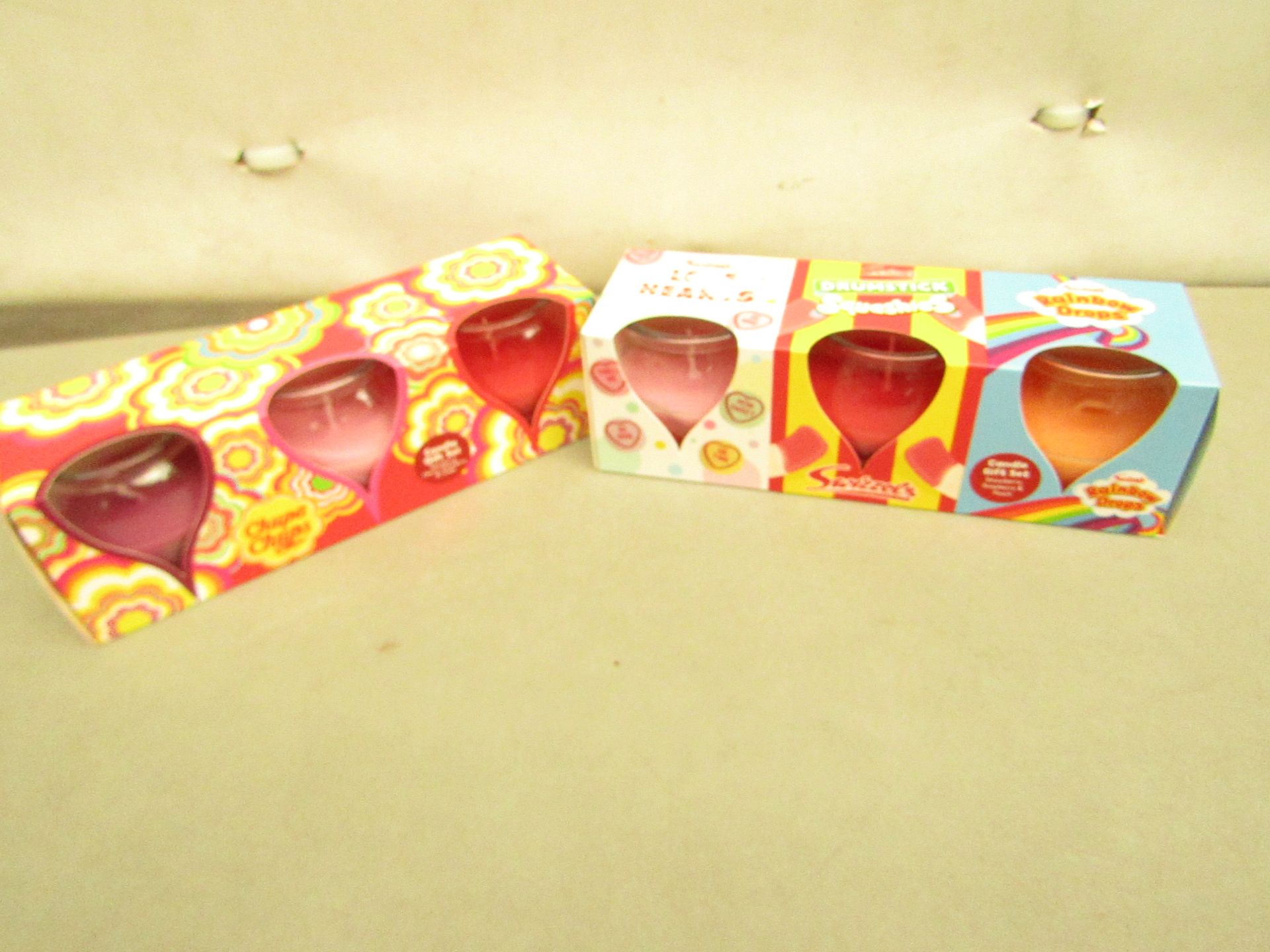 2 Packs of 3 Candle Sets.Chupa Chups & Swizzels. New & packaged