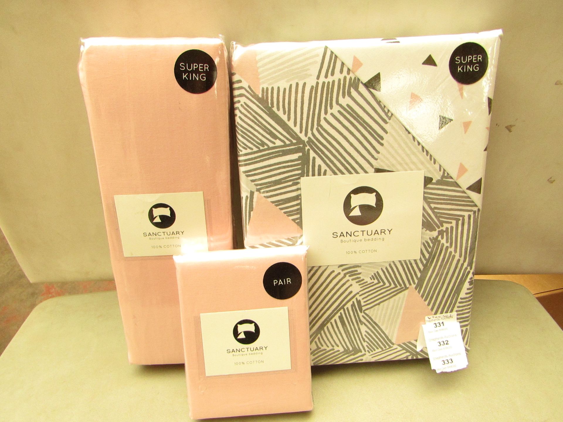 Sanctuary Bailey Multi Coloured Superking Bedding Set incl 2 Matching Pillow Cases & a Blush