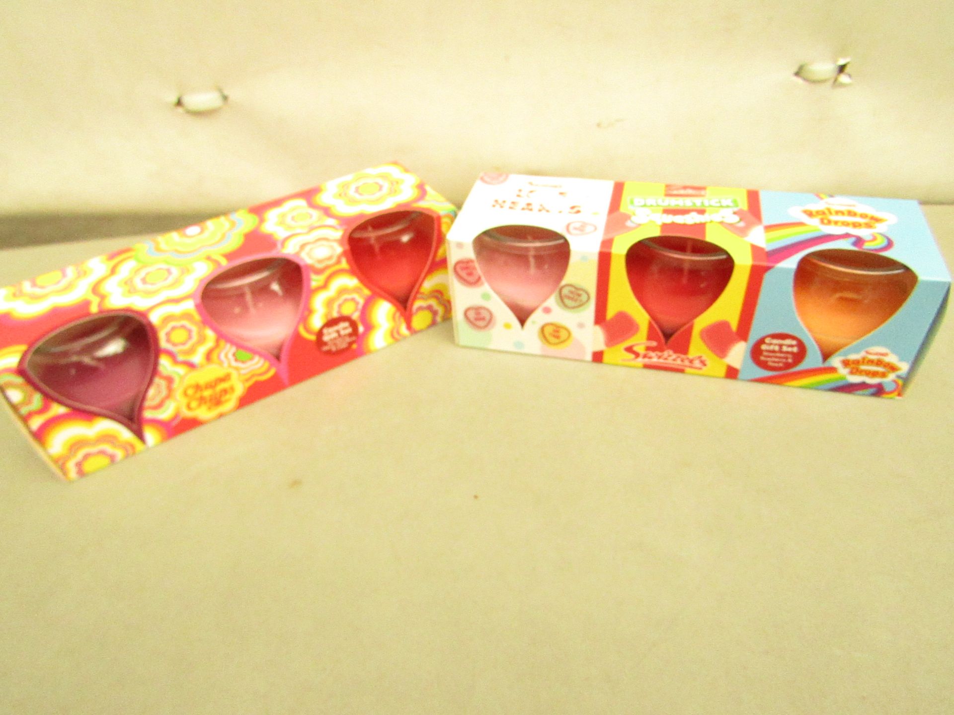 2 Packs of 3 Candle Sets.Chupa Chups & Swizzels. New & packaged