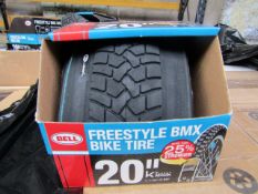 Box of 2x Bell 20" Freestyle BMX Bike tyres, new and boxed