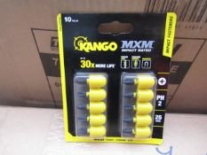 A Pack of 10 Kango MXM Impact rated PH2 driver bits, new in rubber holder.