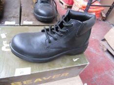 Beaver Genuine Leather safety boots, unused, size 3, boxed