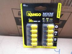 A Pack of 10 Kango MXM Impact rated PH2 driver bits, new in rubber holder.