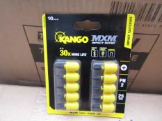 A Pack of 10 Kango MXM Impact rated PH2 driver bits, new in rubber holder.