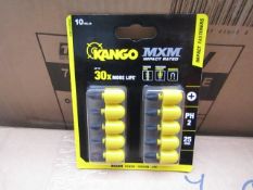 A Pack of 10 Kango MXM Impact rated PH2 driver bits, new in rubber holder.