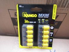 A Pack of 10 Kango MXM Impact rated PH2 driver bits, new in rubber holder.