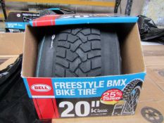 Box of 2x Bell 20" Freestyle BMX Bike tyres, new and boxed