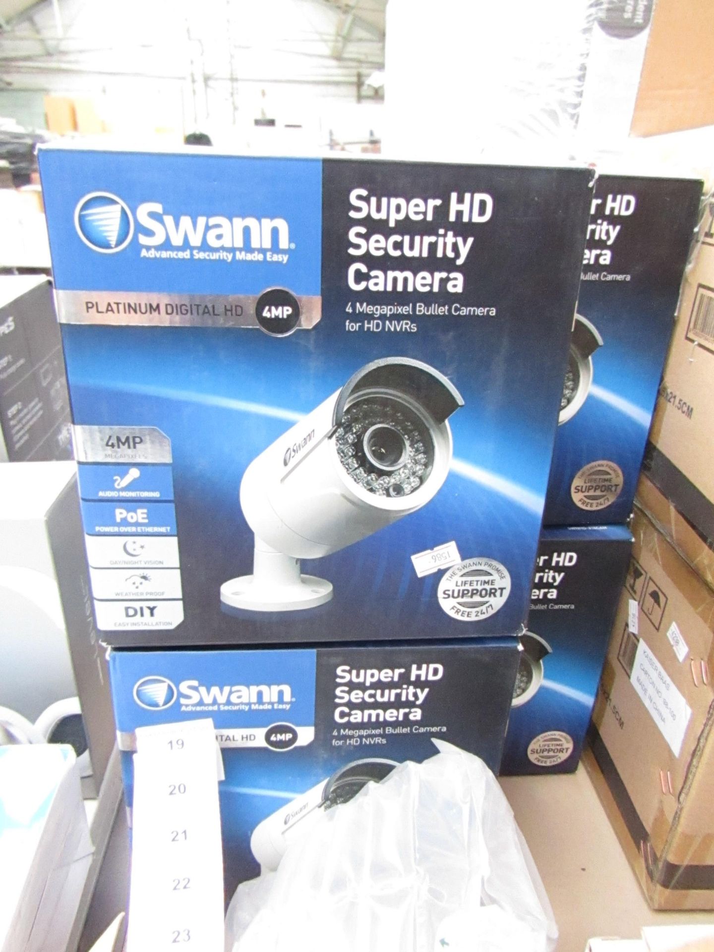 Swann Super HD security camera 4MP bullet camera for HD NVR's, untested, unchecked and boxed.