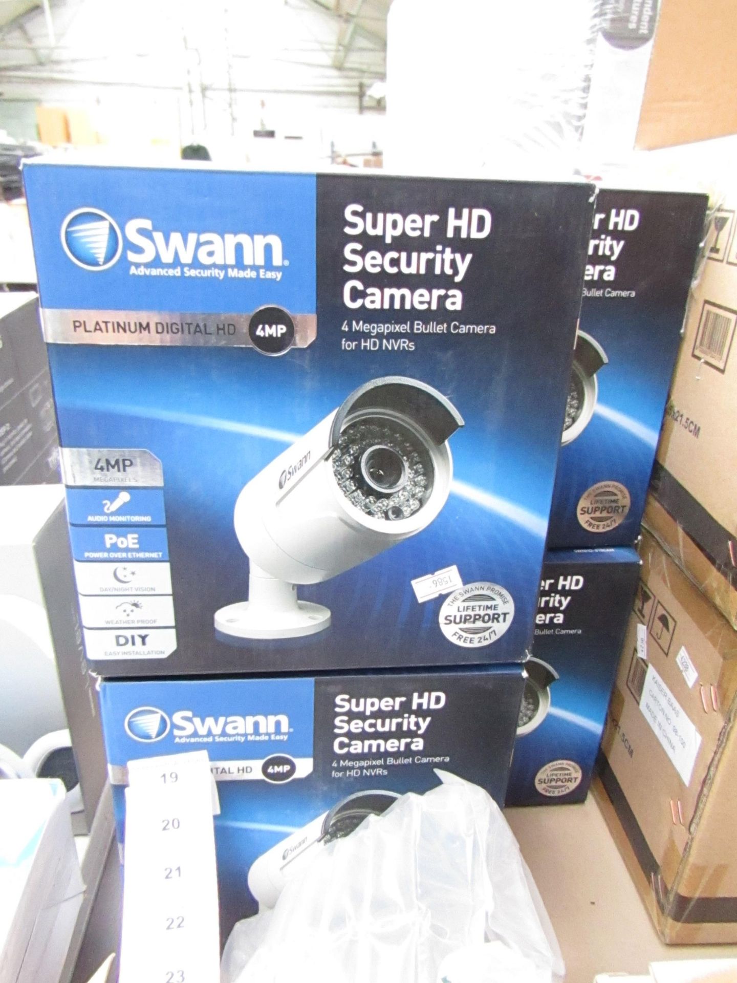 Swann Super HD security camera 4MP bullet camera for HD NVR's, untested, unchecked and boxed.