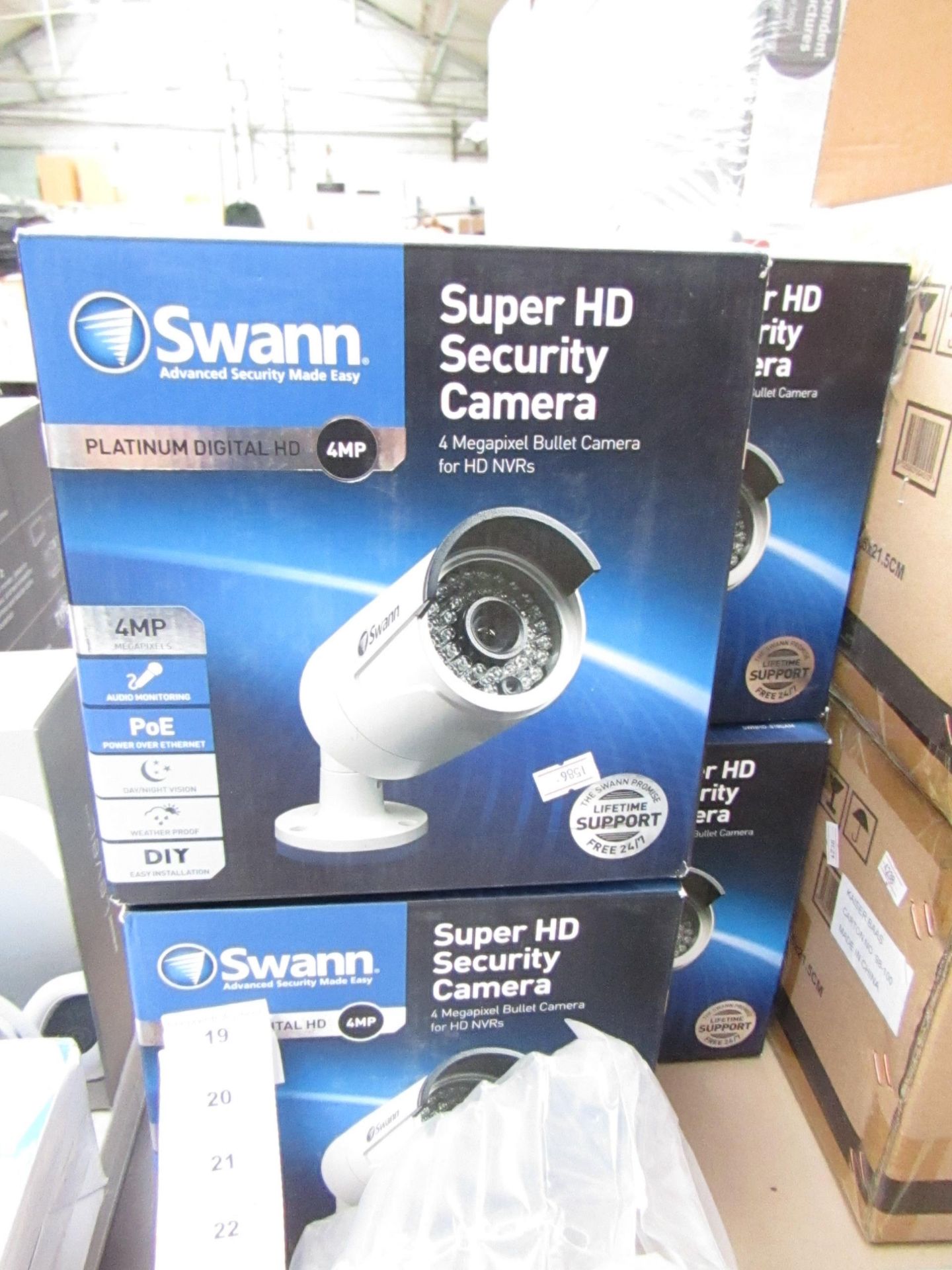 Swann Super HD security camera 4MP bullet camera for HD NVR's, untested, unchecked and boxed.