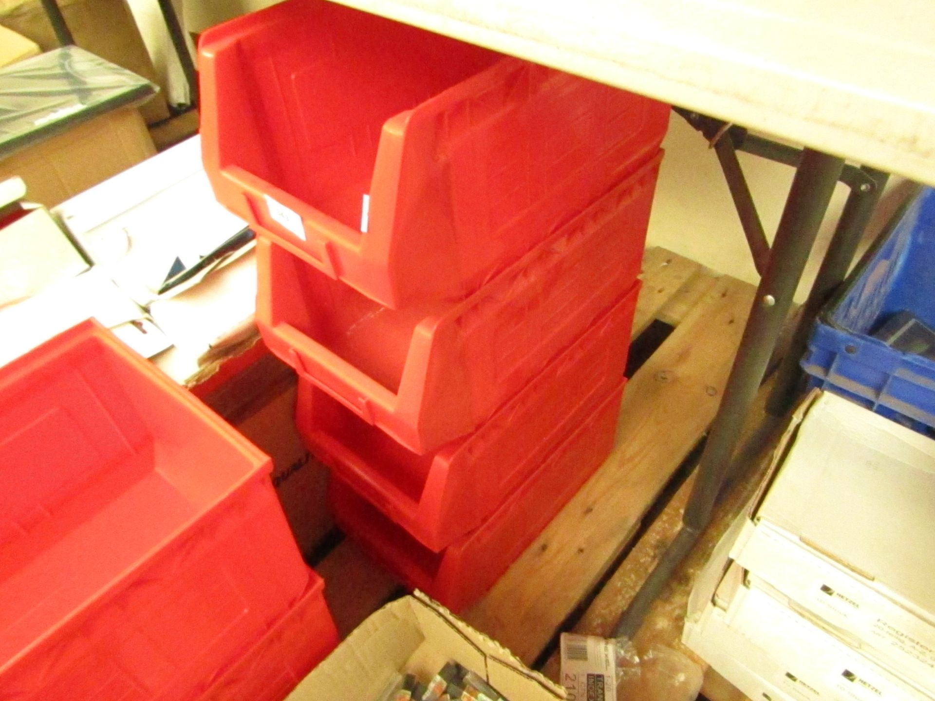 4 x Small red Stackable Storage Containers.