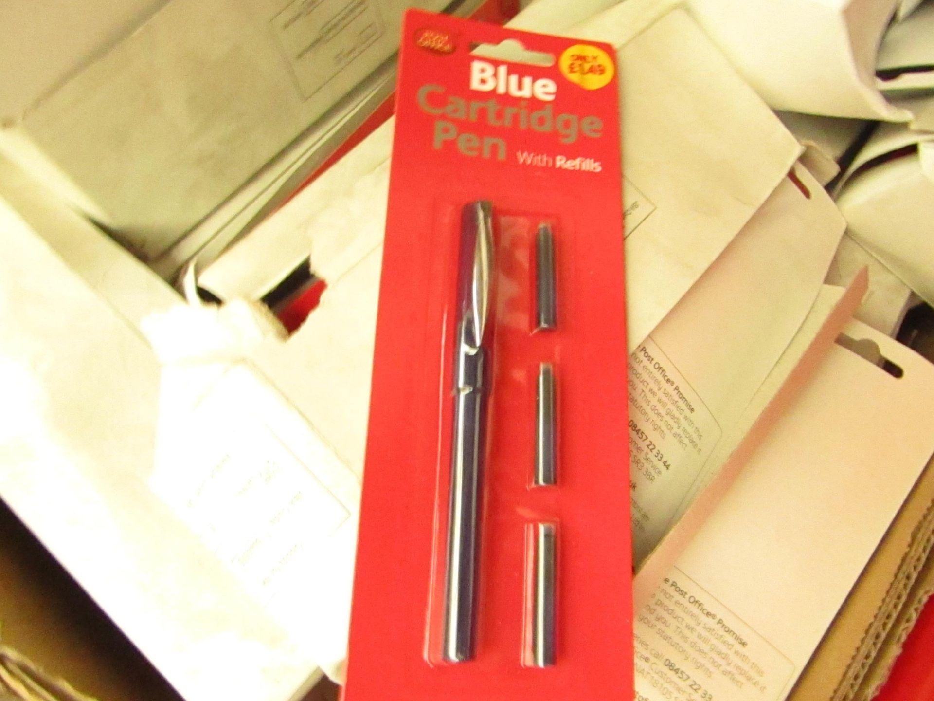 10 Boxes of 6 Post office Blue Cartridge Pens with Refills. Unused & packaged. RRP £1.49 each