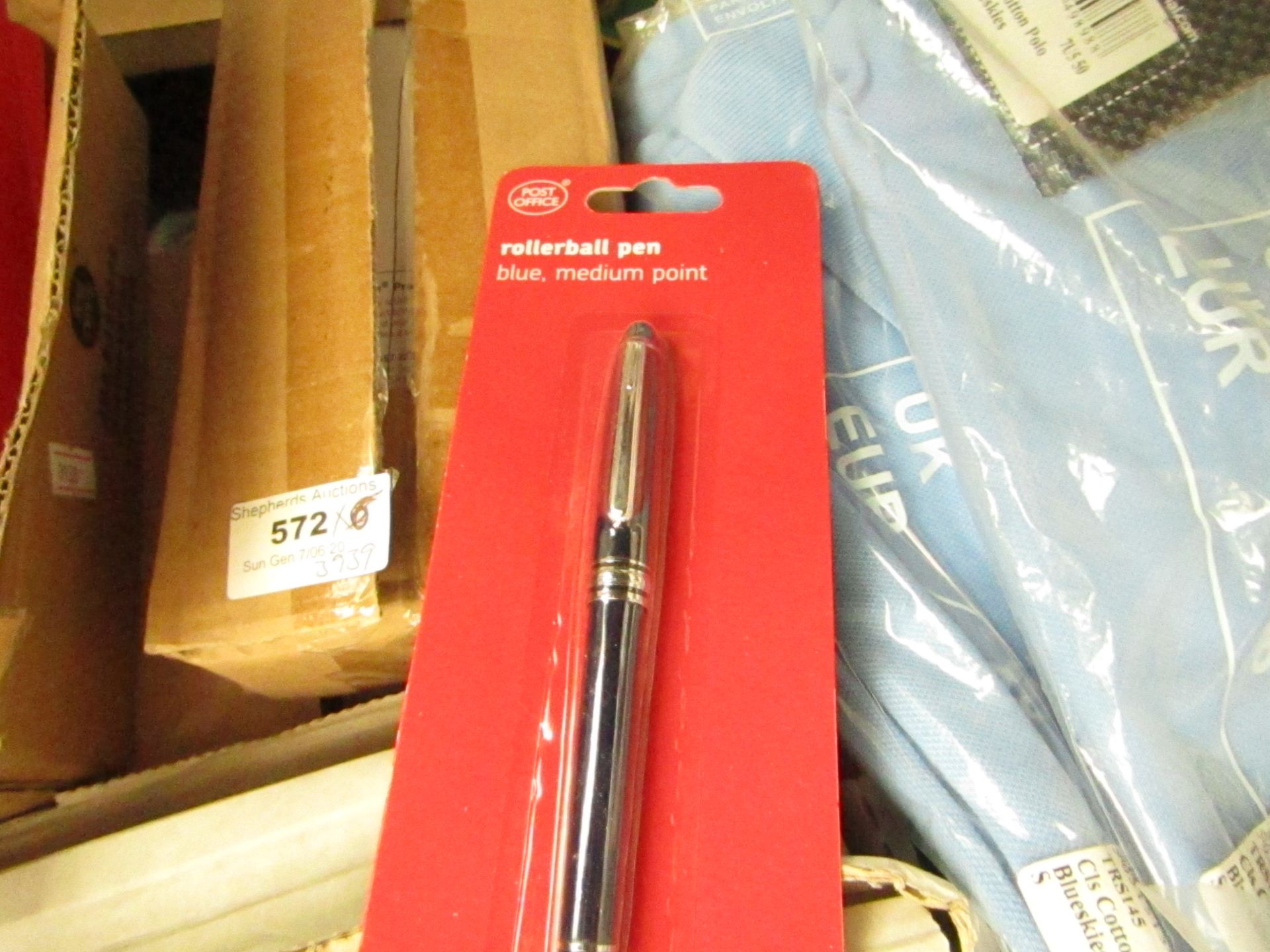 6 x Post Office Rollerball pens with Blue Ink. New & packaged