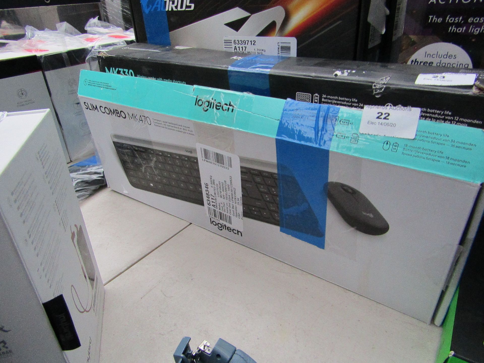 Logitech Slim Combo MK470 Quiet Keyboard & Mouse. Untested and F8 key is loose. Boxed. RRP ?54.98