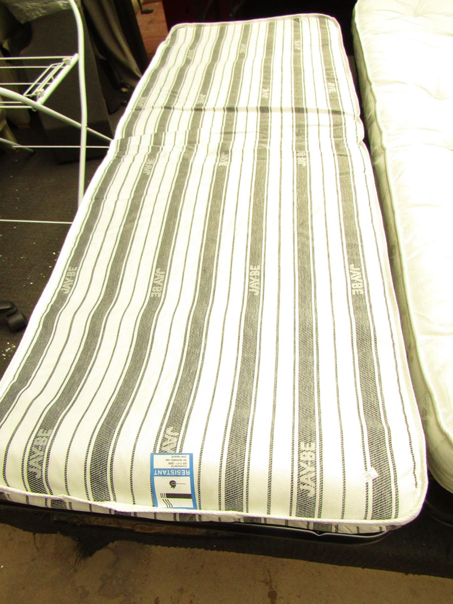 Jay be FoldingBed with Striped Mattress, boxed but upon quick inspection looks to be in good