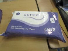 Pack of 75x Senset Maceratable Skin Cleaning wipes, still sealed,