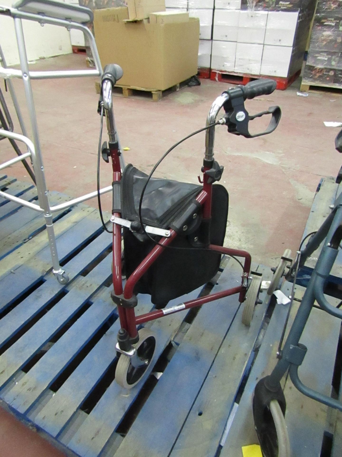 Drive 3 wheel roler walker with zip up bag, pre owned