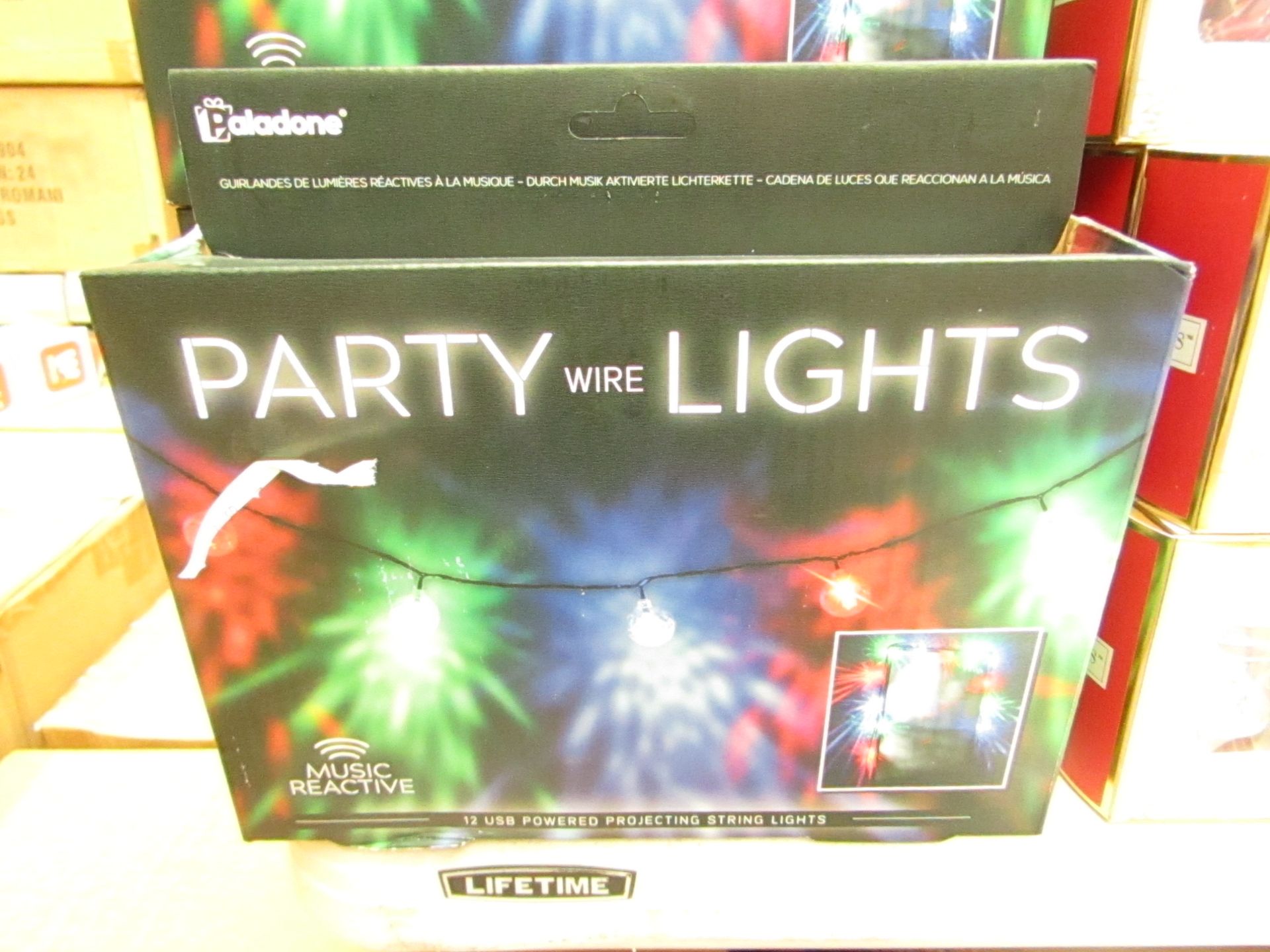 2 Packs of 12 USB Powered Music Reactive Party String Lights. New & Boxed