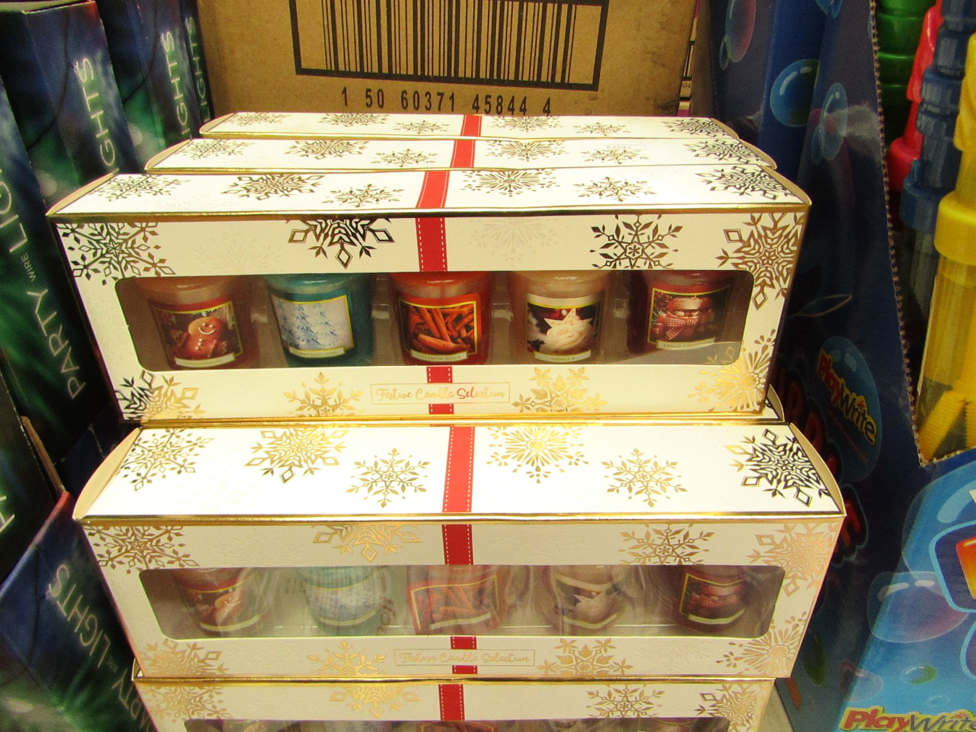 3 Packs of 5 Festive Candles. Incl Apple Cinnamon, Gingerbread, Vanilla Etc. New & Packaged