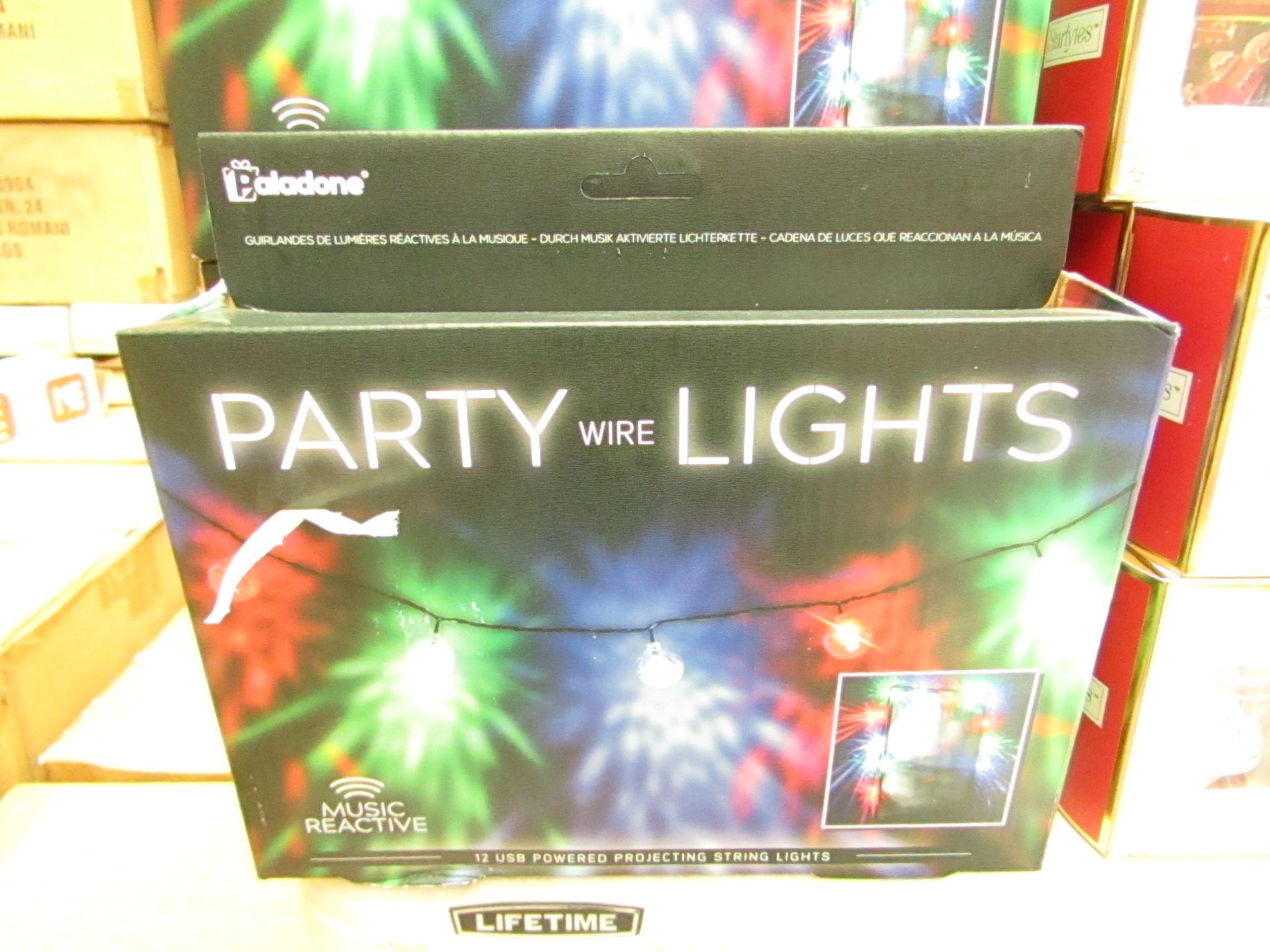 2 Packs of 12 USB Powered Music Reactive Party String Lights. New & Boxed