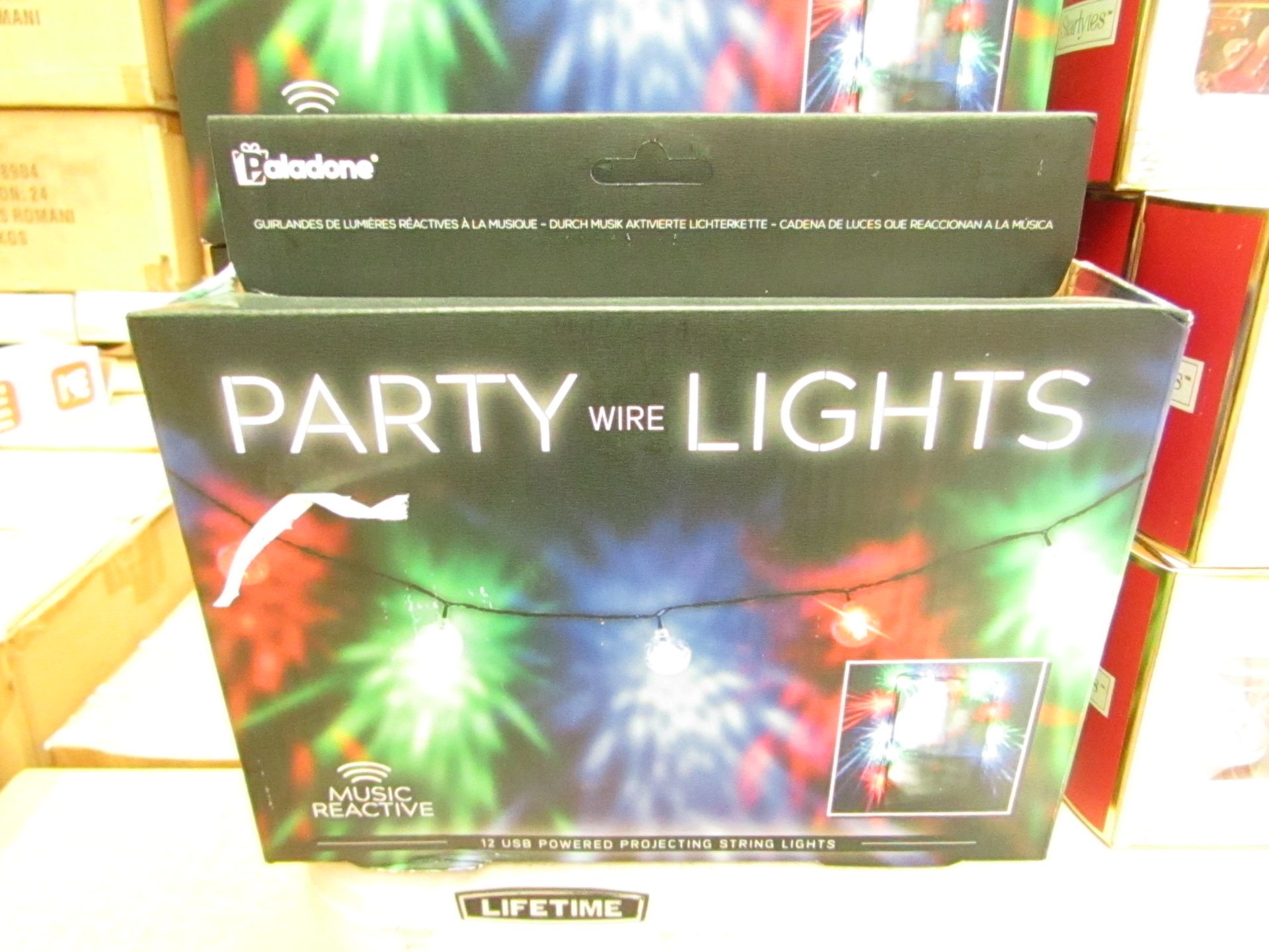 2 Packs of 12 USB Powered Music Reactive Party String Lights. New & Boxed