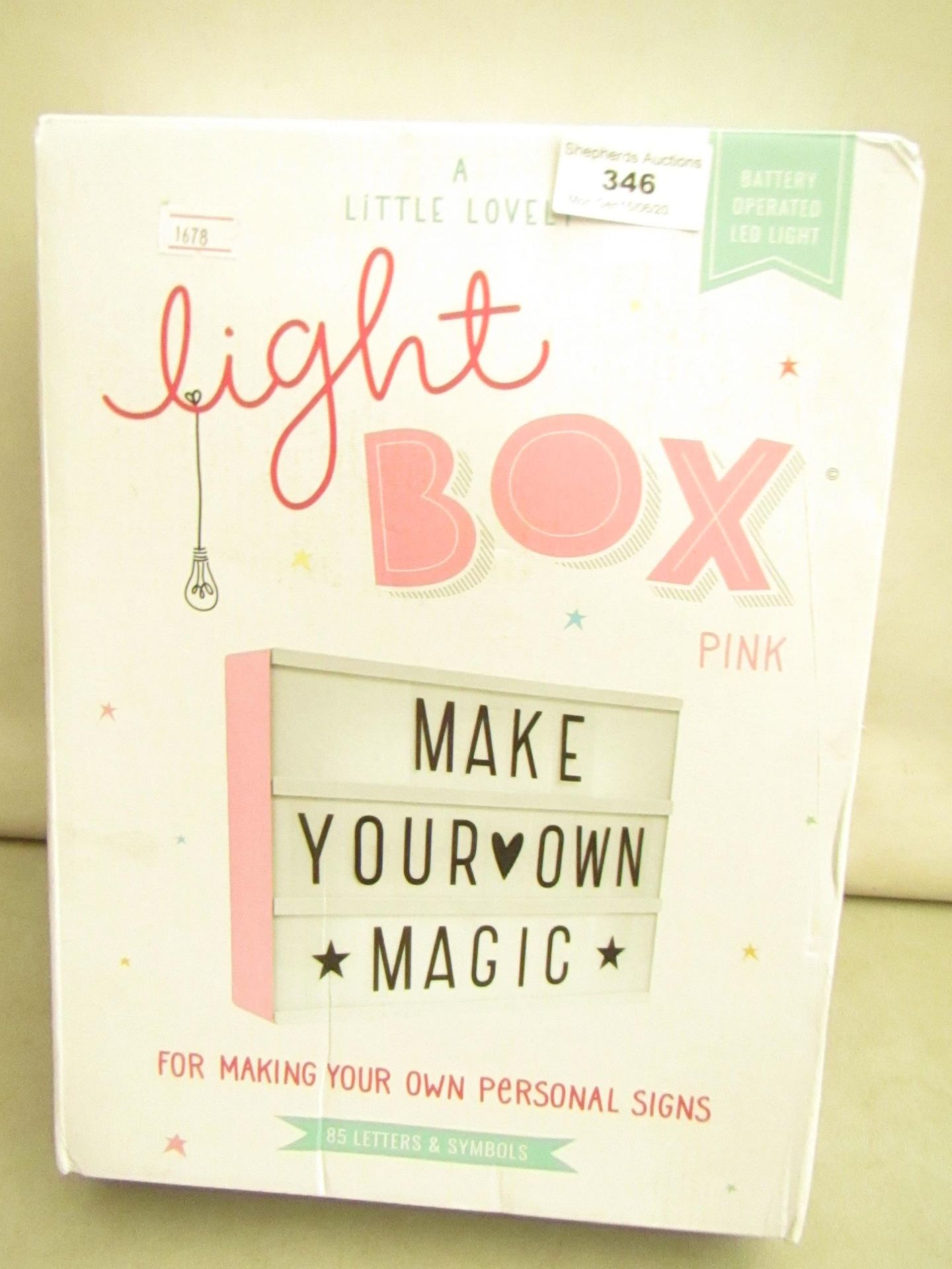 Pink Light Box For Making Your Own Personal Signs. Boxed but untested