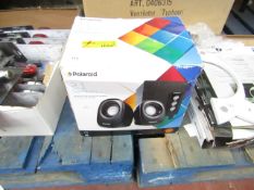 Polaroid 2.1 speakers, unchecked and boxed.