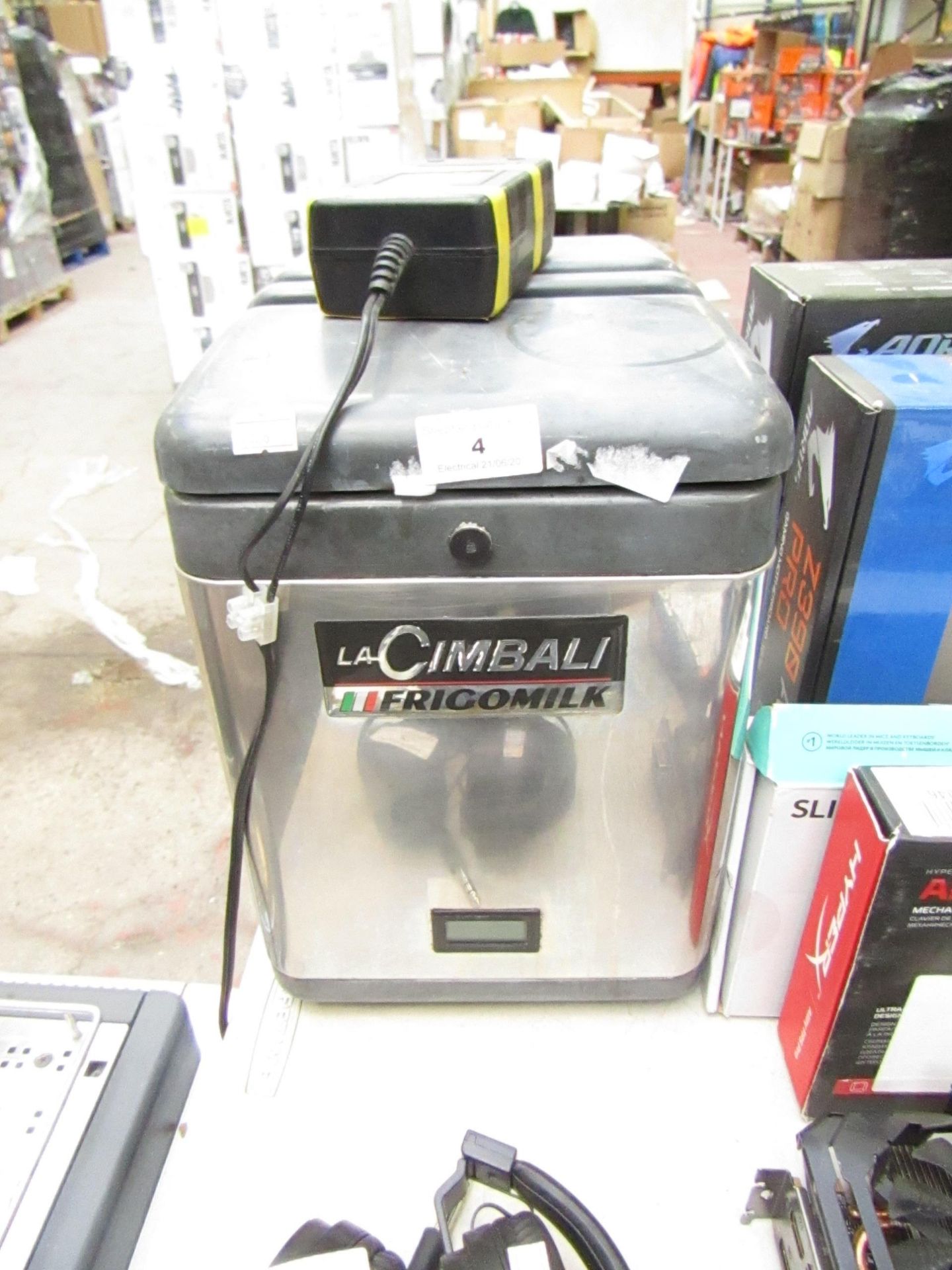 La Cimbali Frigomilk milk refrigerator, appears to have no power.