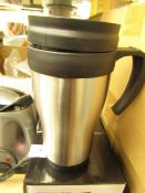 6 x Siskin Stainless Steel Travel Mugs. New & Boxed