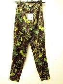 Satin Tropical Print Trousers. Size 6. new with tags