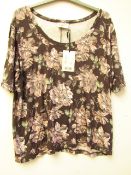 Ganni XL Black Rose Top. New with tags