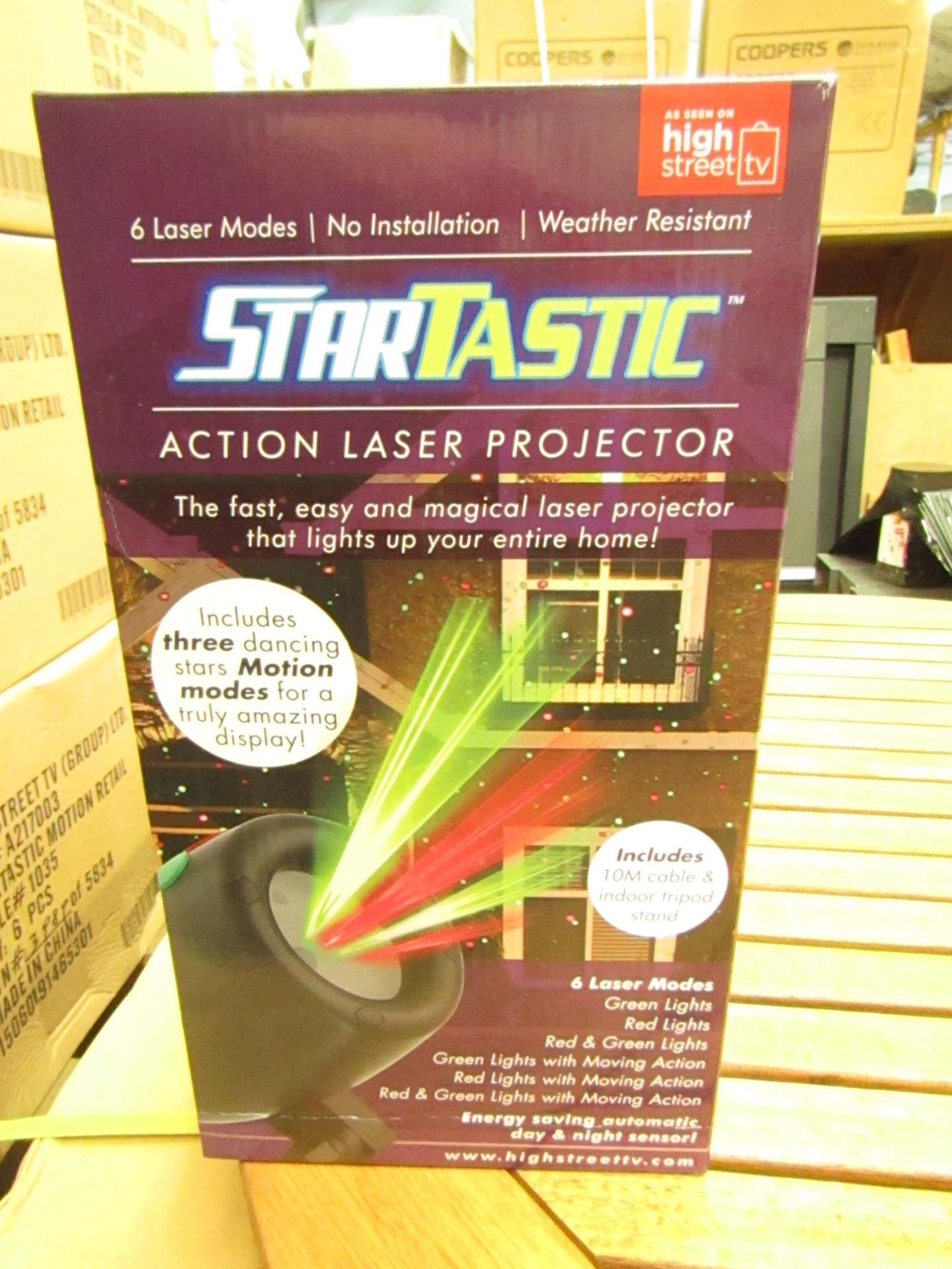 | 1X | BOX OF 6 STARTASTIC ACTION LASER PROJECTORS WITH 6 LASER MODES | NEW AND BOXED | SKU