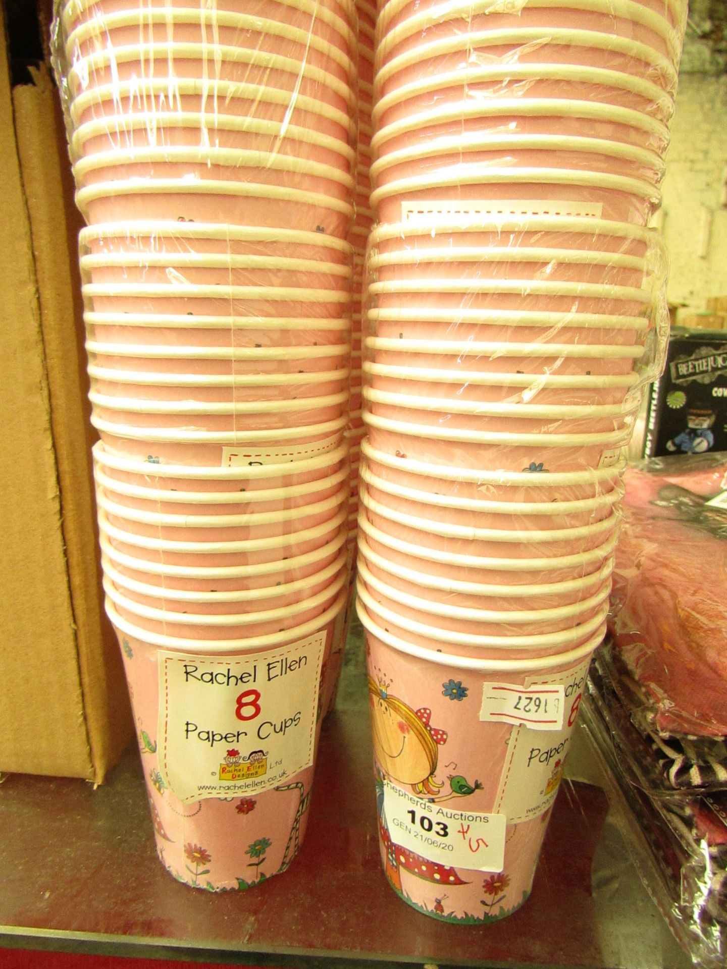 Approx 200 Rachel Ellen Paper Cups. New & Packaged