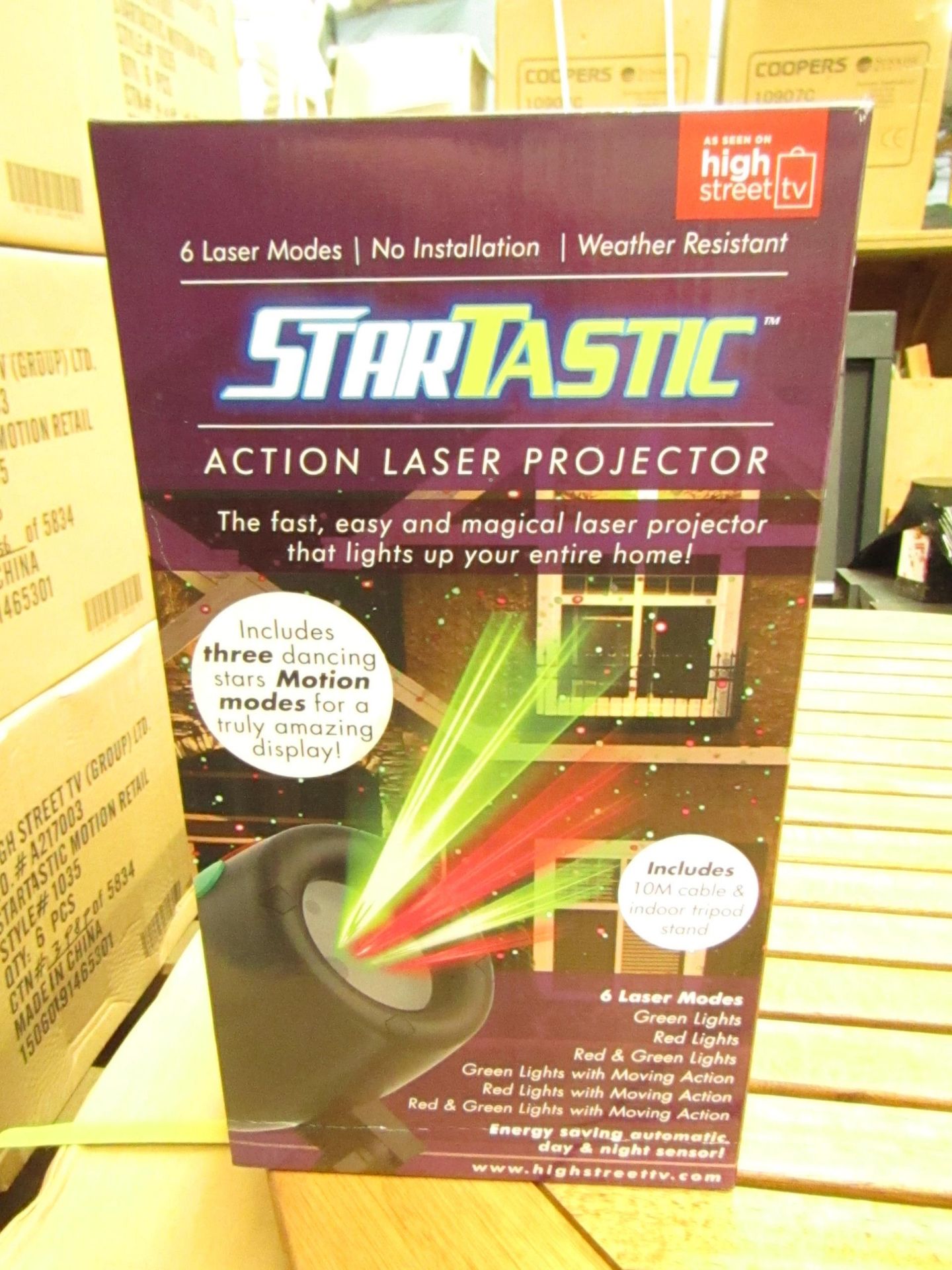 | 1X | BOX OF 6 STARTASTIC ACTION LASER PROJECTORS WITH 6 LASER MODES | NEW AND BOXED | SKU