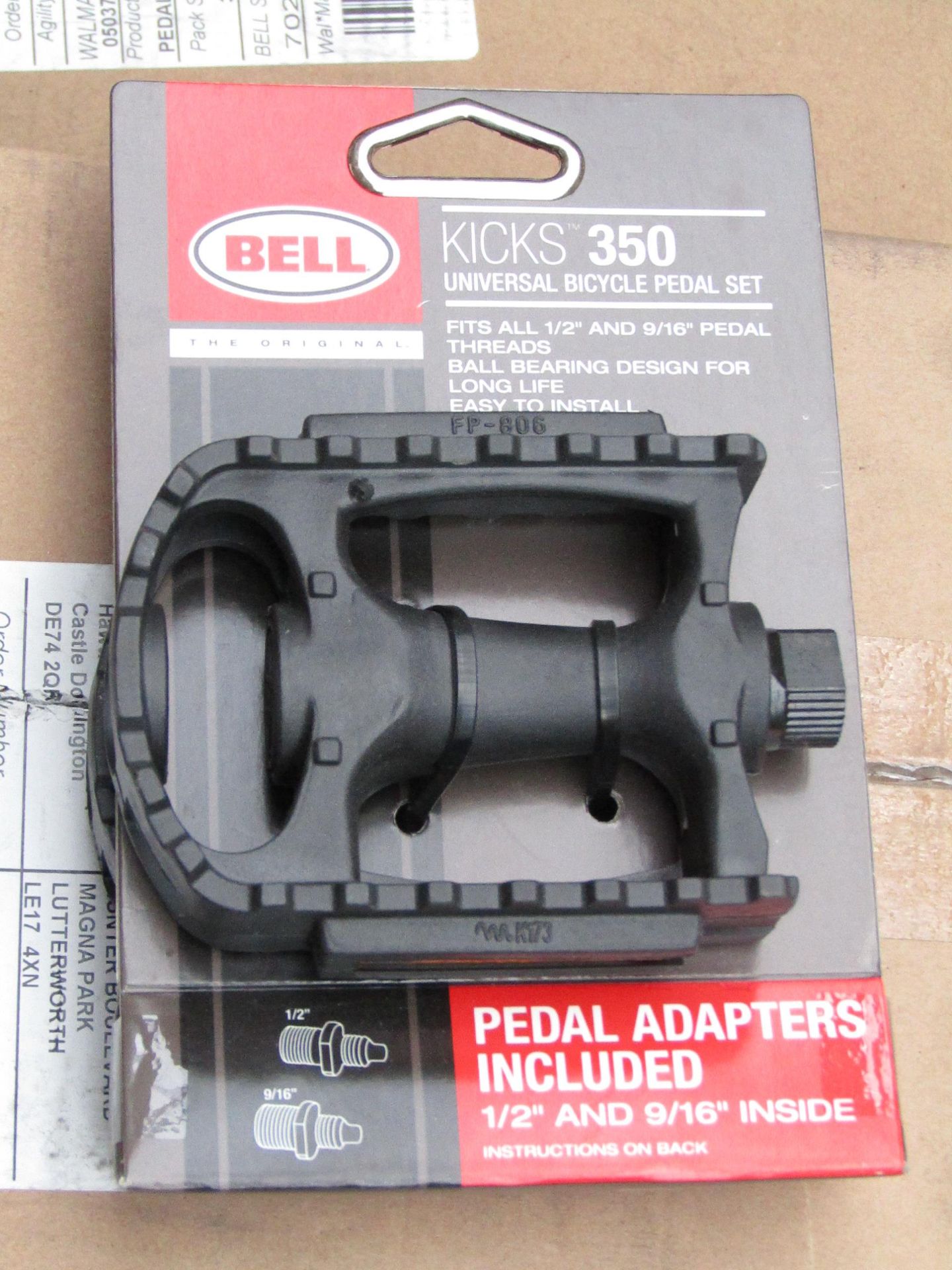 Box of 3x Bell Kicks 350 universal bike pedal sets, new