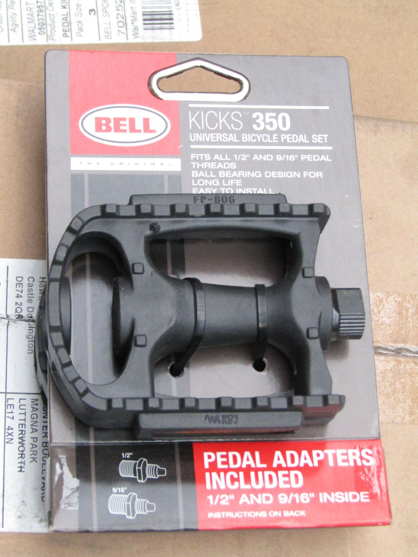 Box of 3x Bell Kicks 350 universal bike pedal sets, new