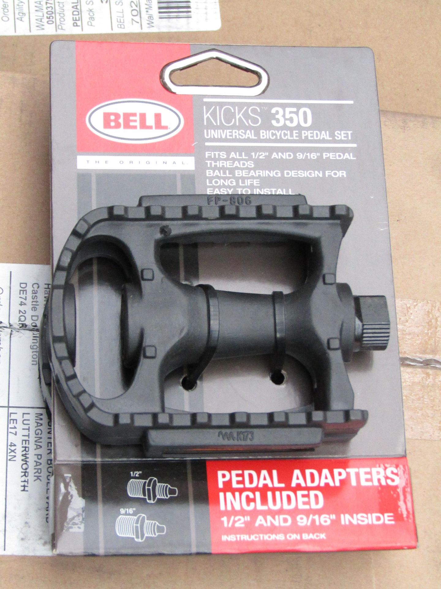 Box of 3x Bell Kicks 350 universal bike pedal sets, new