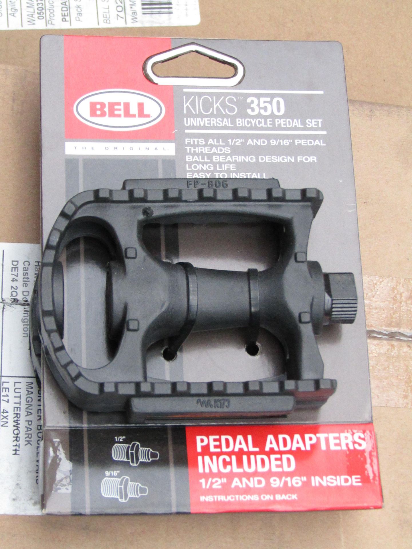 Box of 3x Bell Kicks 350 universal bike pedal sets, new