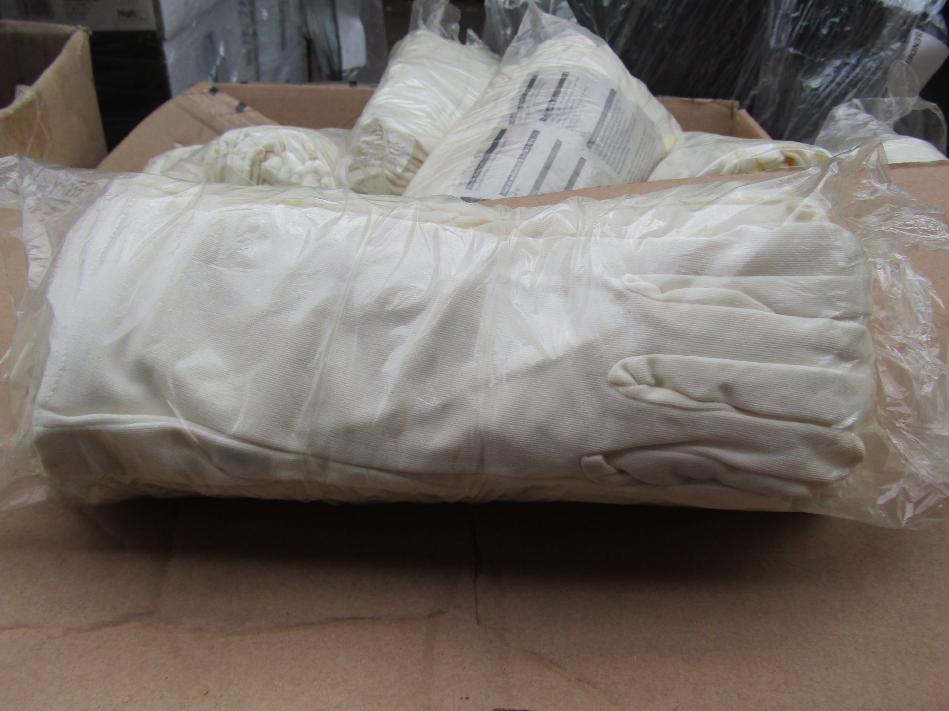 12x Stretch nylon gloves, size 10, new and packaged.