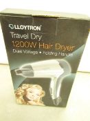 Lloytron Travel Dry 1200w Hair Dryer. New & Boxed