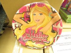 Box of 24 Packs of 6 Barbie Paper Plates. Ideal For Kids Parties. New & Packaged