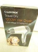 Lloytron Travel Dry 1200w Hair Dryer. New & Boxed