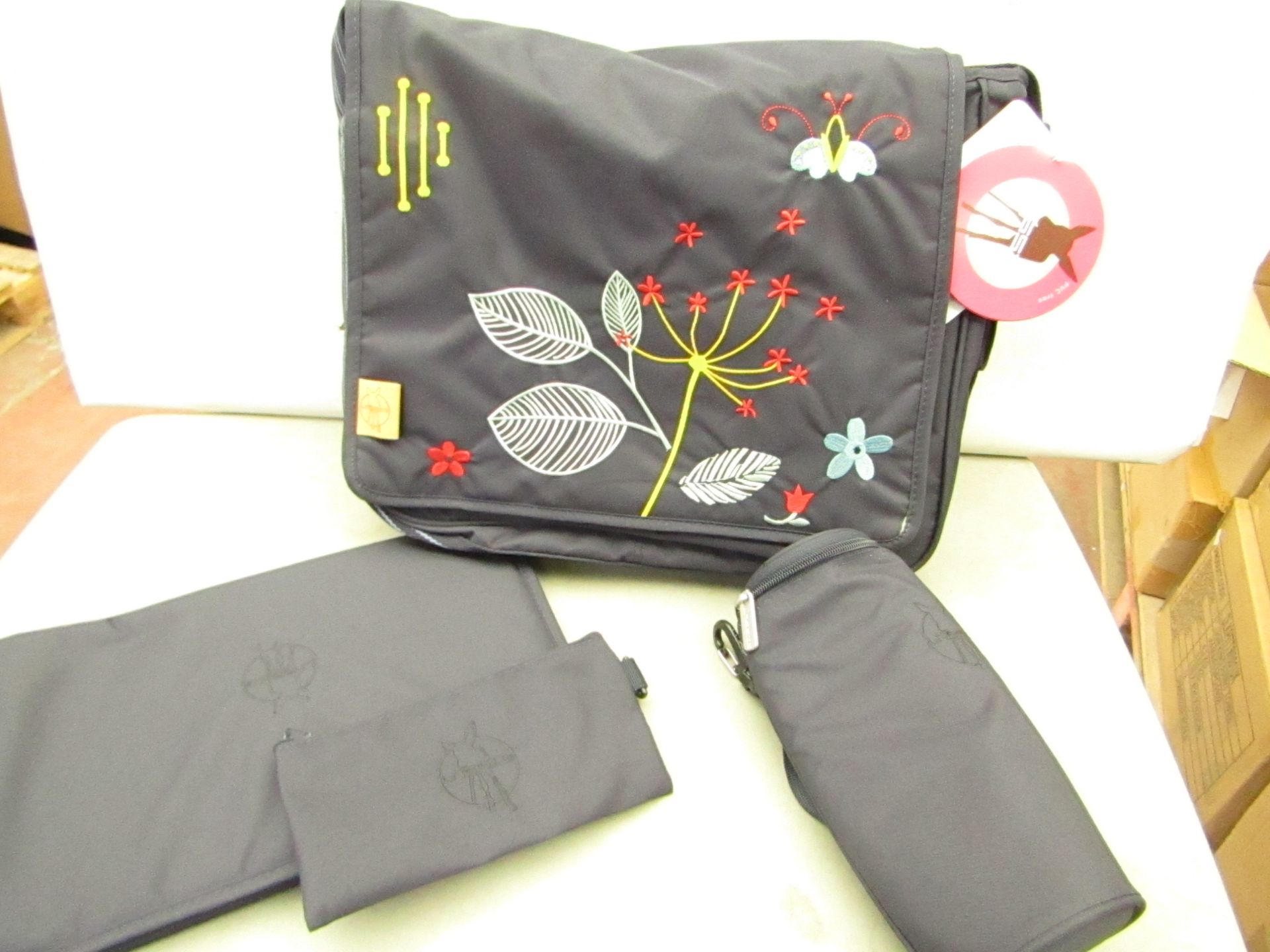 Lassig Casual Messenger Diaper Bag includes matching Insulated Bottle Holder, Changing Mat and