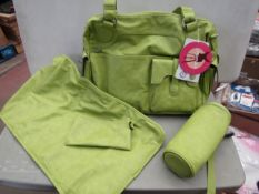 Lassig Casual Diaper Bag includes matching Insulated Bottle Holder, Changing Mat and Stroller Hooks,