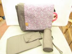 Lassig Casual Messenger Diaper Bag includes matching Insulated Bottle Holder, Changing Mat and