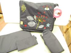 Lassig Casual Messenger Diaper Bag includes matching Insulated Bottle Holder, Changing Mat and