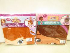 2 x Hooded Towels 1 Being Sofia The First & 1 Being Doc Mcstuffins. New & packaged