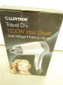 Lloytron Travel Dry 1200w Hair Dryer. New & Boxed